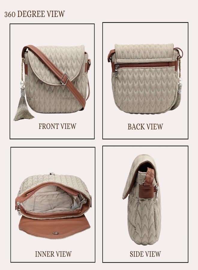 Anekaant Uno Chevron Quilted Polyester Sling Bag for Women & Girls | Crossbody Women's Sling | Stylish Lightweight Shoulder Bag for Daily & Travel Use - Image 4